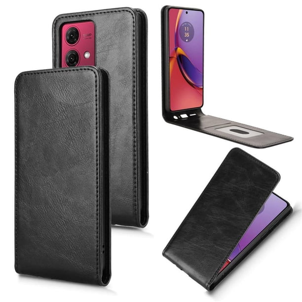 Funda tipo folio para Motorola Moto G84 5G con soporte magnético y protección para la cámara Negro