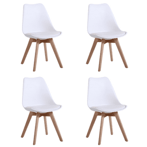 Javimate - Pack 4 Sillas De Comedor Tulip Acolchada Blanco
