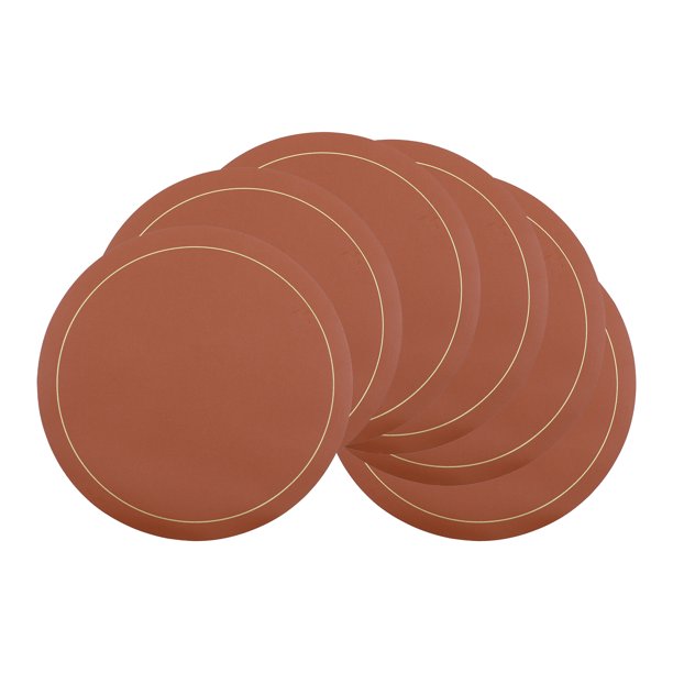 REGALWOVEN Juego de 6 Manteles Individuales de Cuero Sintético para Decoración de Mesa de Comedor de Cocina Lavables Resistentes al Calor Manteles Individuales Limpiables Marrón 15*15in