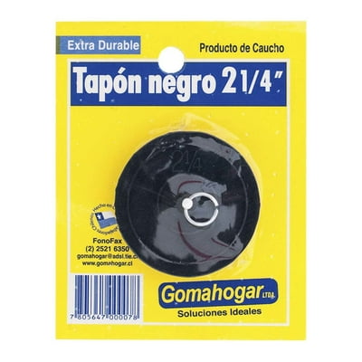 Tapón Negro 2 1/4"" 1 Pieza Caucho Goma Hogar