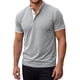 thumbnail image 5 of INSPIRE CHIC Camisetas Henley de Manga Corta para Hombre Camisetas Casuales con Ribete en Contraste L Gris Claro, 5 of 6
