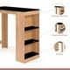 thumbnail image 3 of Mesa de cocina organizadora alta color madera con cubierta negra, 3 of 4