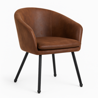 Spacehome - Sitial Café – Eco-Cuero Vintage, Diseño Moderno Y Patas Metálicas Negras