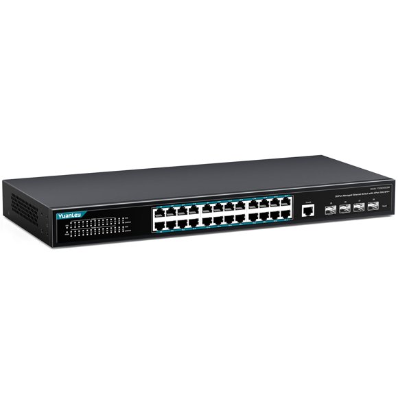 Conmutador Ethernet gestionado YuanLey de 28 puertos Gigabit con 24 RJ45