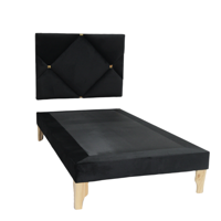 Muebles New - Base Cama Deluxe De Plaza Negro Felpa