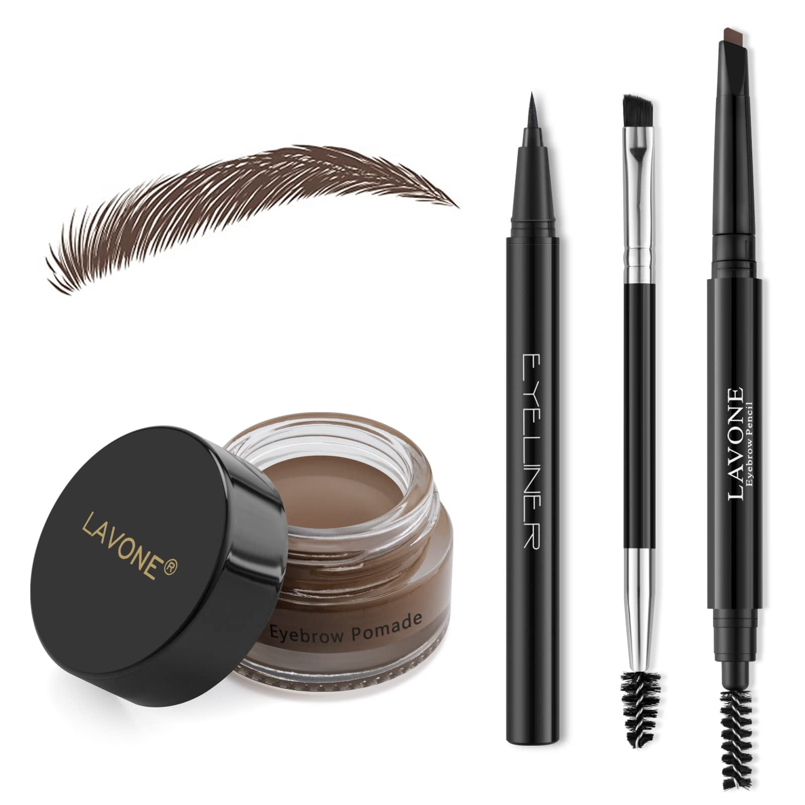 Kit De Maquillaje Lavone Para Estampar Cejas Con Pomada Y Delineador De Ojos