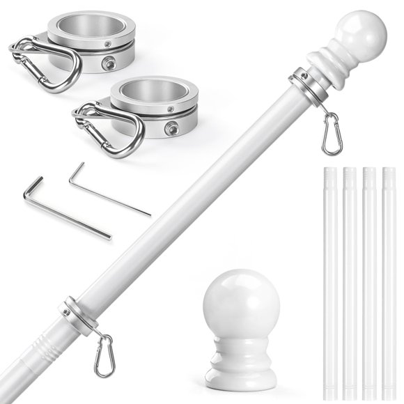 Asta de bandera Anovo 150 cm Acero inoxidable Blanco – Kit