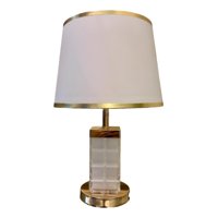 Genérico - Lámpara Mesa Metal Dorado Pantalla Blanco Decorativa Jhn