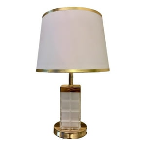 Genérico - Lámpara Mesa Metal Dorado Pantalla Blanco Decorativa Jhn