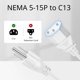 thumbnail image 3 of Cable de alimentación TNP Universal NEMA 5-15P a IEC320C13 de 1,8 m, blanco, 3 of 6
