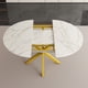 thumbnail image 1 of Modern and simple round dining table with extendable blades, carbon steel X-shaped base, sturdy and durable, suitable for restaurants, small apartments and kitchens (can accommodate 4-6 people), 1 of 3