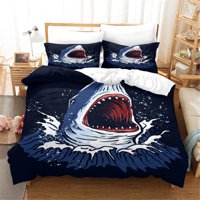 Milsleep - 3D Cartoon Sea Shark Animal Quilt Cover Set Ropa De Cama Set Funda Nórdica Fundas De Almohada