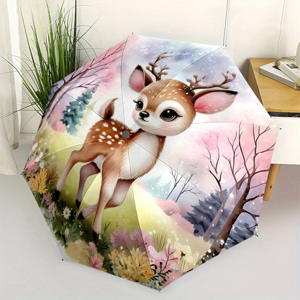 One Automatic Folding Umbrella - Compact 3-Fold Design Featuring 8 Iron Ribs Ideal for Outdoor Events Travelers Everyday Use And As a Gift