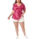 thumbnail image 2 of Agnes Orinda Blusas de Mujer Tallas Grandes para Escuela y Universidad, Casual, Cuello en V, Manga Corta, Estampado Tie Dye, Tops de Verano 3X Burdeos, 2 of 6