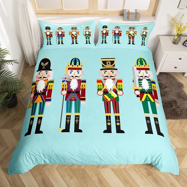 Xmas Bedding Sets Scandinavian Christmas Santa Gnomes Comforter Cover Snowing Santa Claus Bedding Sets for Kids Boys Girls Romantic Candlelight Quilt Cover 3 Pieces Queen Size