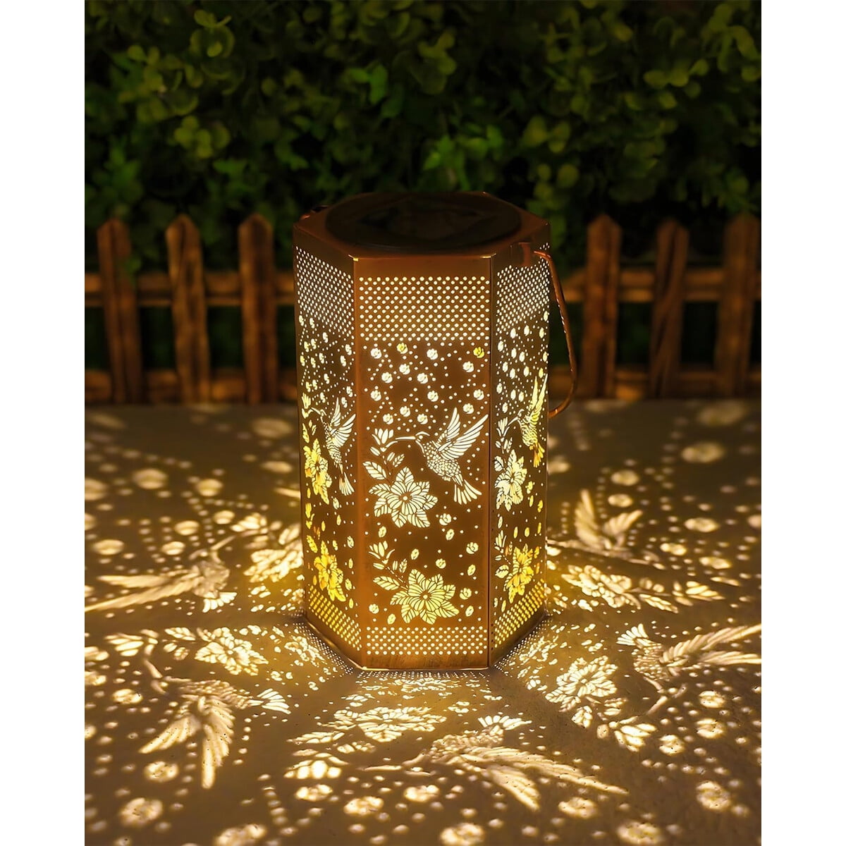 Farol Solar Opjoy Colibrí Metal Ip65 Decoración Jardín Exterior