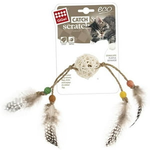 Gigwi - Juguete Para Gatos Eco Catch Scratch Rattan Y Plumas Café Gigwy