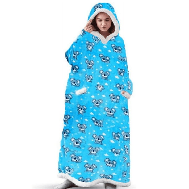 1pc Flannel Blanket With Sleeves, Winter Hoodies Sweatshirt, Women Men Pullover Fleece Giant TV Blanket