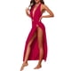 thumbnail image 4 of INSPIRE CHIC Traje de baño de 2 piezas para mujer de talla grande, parte superior con cuello halter, falda larga de playa, traje de baño, rojo vino, mediano, 4 of 5