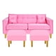 thumbnail image 1 of Sofa New Retro 3c + 2 Pouf Felpa 01 Rosado, 1 of 6