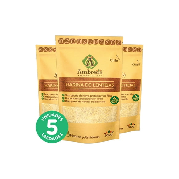 Pack 5, Harina de Lentejas 500gr
