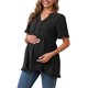 thumbnail image 4 of INSPIRE CHIC Blusas de Maternidad para Mujeres Boho con Volantes Cuello en V Mangas Cortas Camisas Sueltas y Fluidas Ropa Casual 2025 Negro XX-Grande, 4 of 6