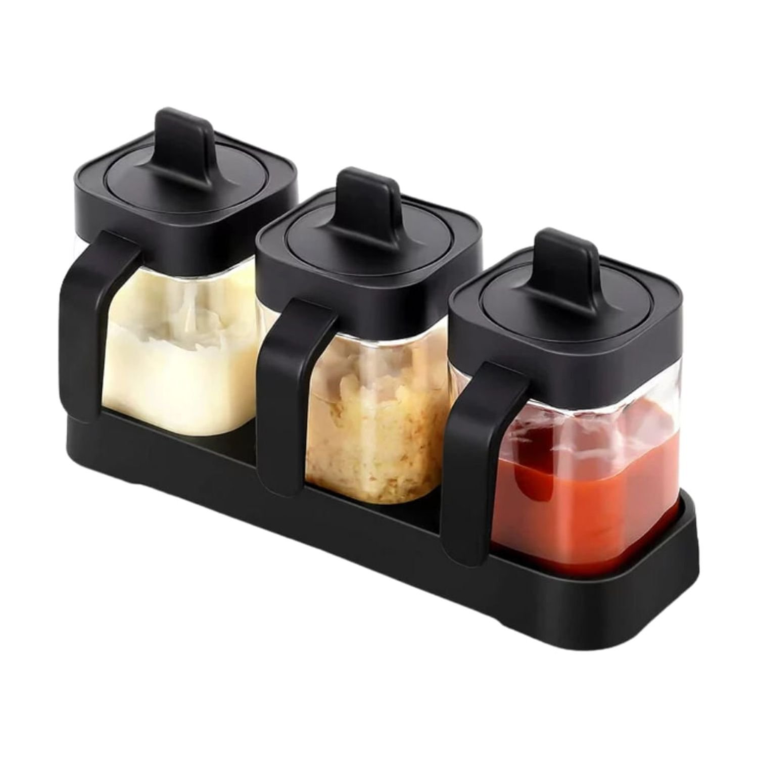 Importclick - Organizador Especias Condimentos 3 Piezas Cuchara Y Tapa 400 Ml.