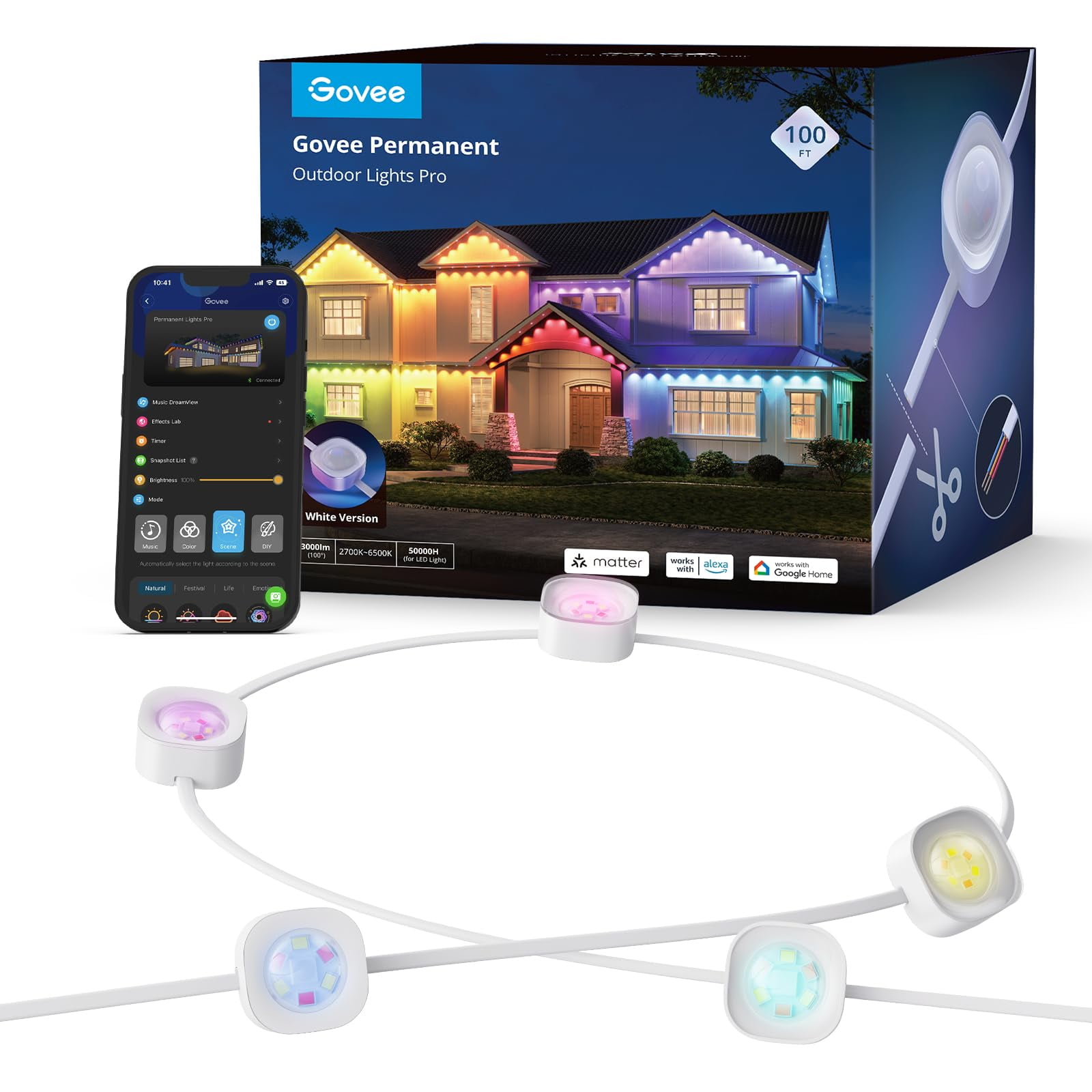 Luces Exteriores Govee Permanent Pro De 100 Pies Con 60 Led Rgbic