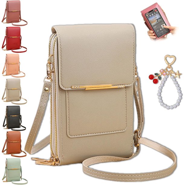 Bolso bandolera pantalla táctil mujer antirrobo móvil cuero impermeable hombro monedero cruzado