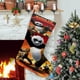 thumbnail image 1 of Kung Fu Panda Tema: Calcetines de Navidad, fino lino blanco para colgar en escaleras y chimenea, decoración navideña para el hogar, regalo de Navidad. 45cm × 32cm, 1 of 5