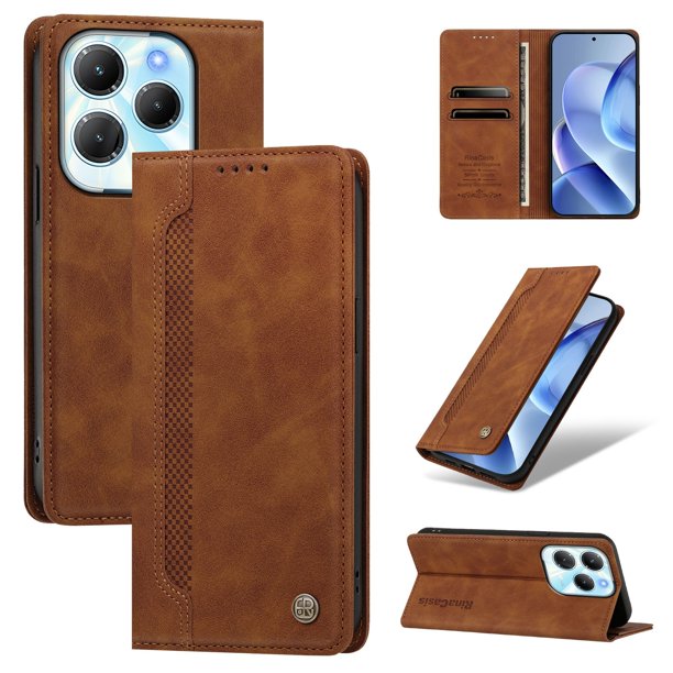 Funda Billetera para Tecno Spark 20 Pro 4G Imán y Resistente Marrón