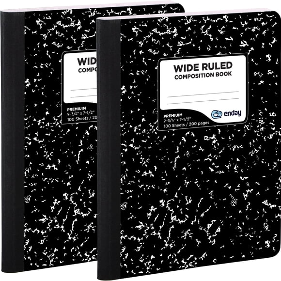 Cuaderno de composición Emraw pack de 2, 25 × 19 cm, 100 hojas