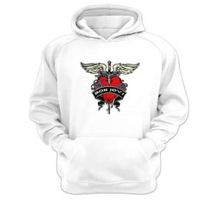 Genérico - Polerón Canguro Bon Jovi Blanco Talla Xl Unisex