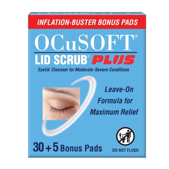 Toallitas para párpados OcuSoft Lid Scrub PLUS 35 para uso moderado-severo
