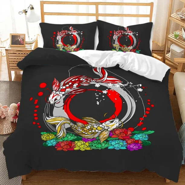 v2628 Bed Sheets Animal Duvet Cover Set Gecko and Crane Bohemian Exotic Tribal Style Bedding Set Cool Animal Chic King Size Polyester Qulit Cover 3-Piece Bedding Set (1 Duvet Cover + 2 Pillow Shams) B