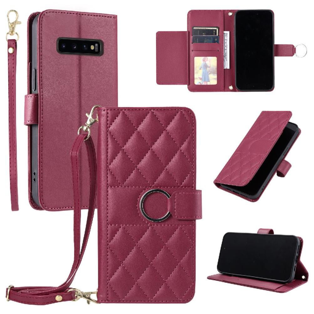 Funda Tipo Billetera Foxdock Para Samsung Galaxy S10 – Tapa Abatible Con Correa Para Mujer