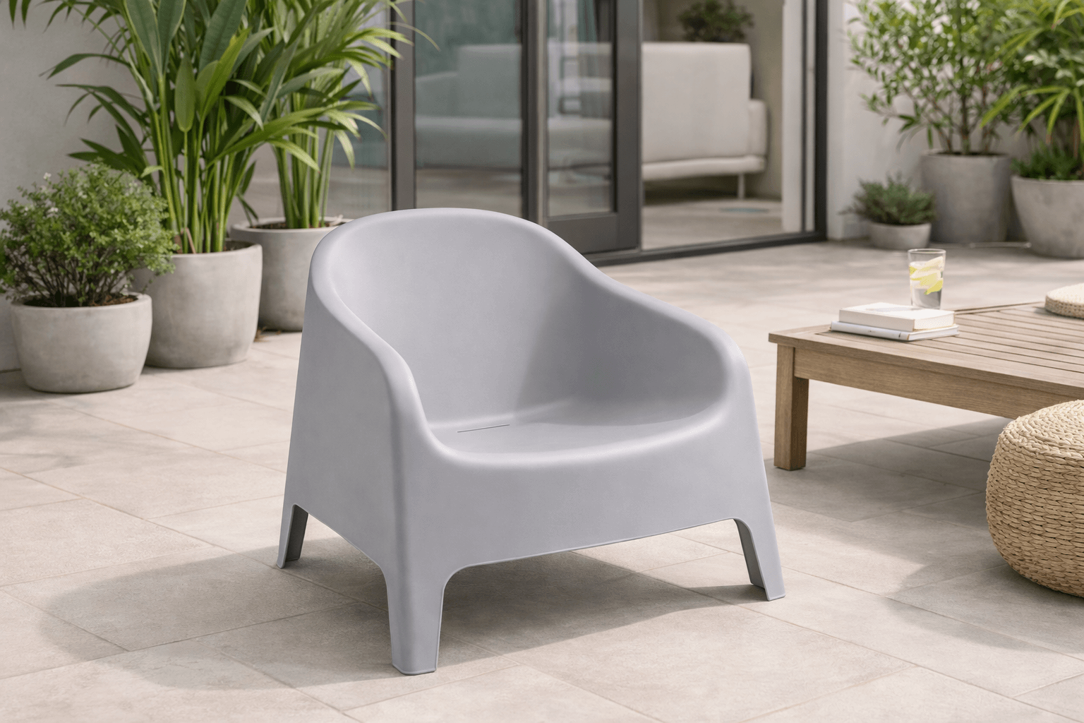Space Home - Silla Sillón Exterior Plástico Gris 72X65X78 Cm Cómodo Y Ergonómico