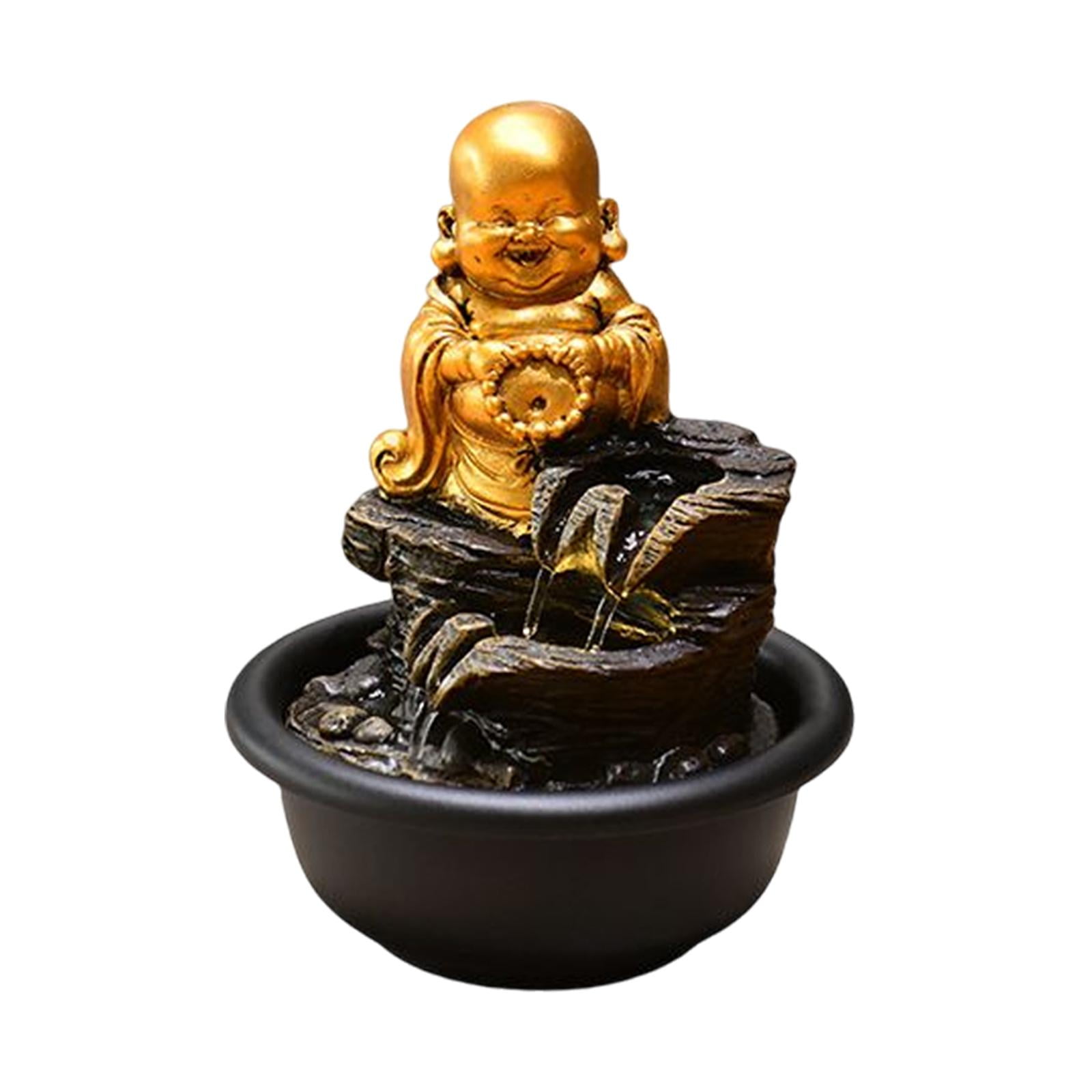 Magideal - Mini Decoración De Resina, Estatua De Buda, Característica Del Agua, Decoración Feng Shui, Fuente De Agua Interior Para Escritorio, Decoración De Sala Sonrisa De Buda