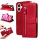 thumbnail image 4 of Funda tipo cartera para iPhone 16 con bolsillo con cremallera y ranuras para tarjetas – Función de soporte Rojo, 4 of 6