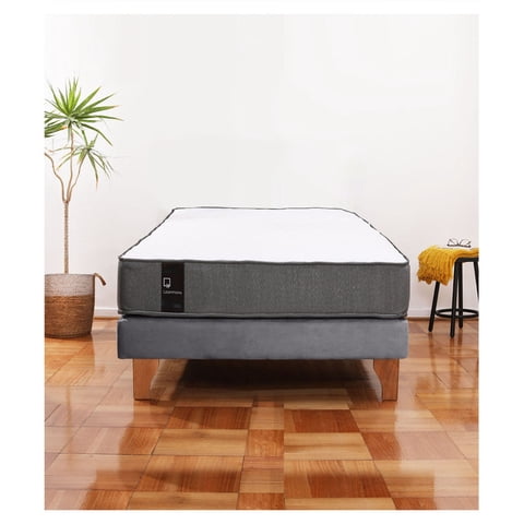 Latam Home - Cama Europea Zen Best 1.5 Plaza Colchon Resortes Base Dividida Tela Gris