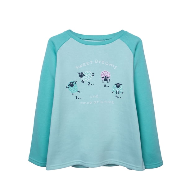 Pijama Niña Manga Larga Franela Ovejas Aqua