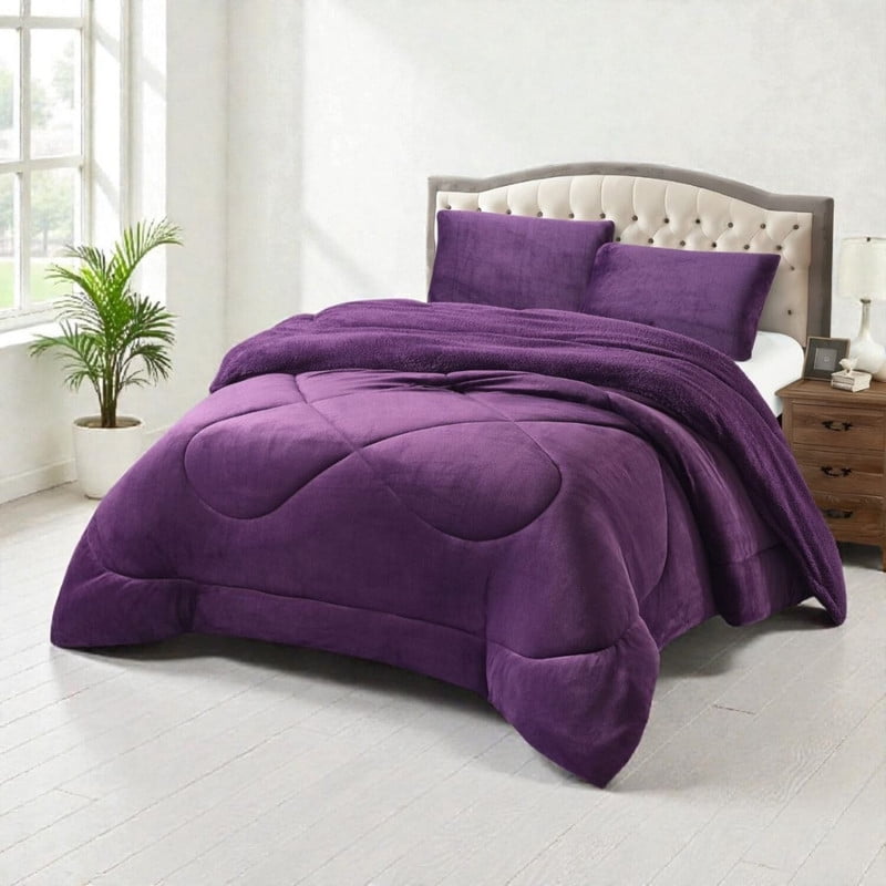 Genérico - Plumon De Invierno Plush Liso Con Chiporro De 2 Plazas + 2 Fundas Para Almohada Cipi2p-19