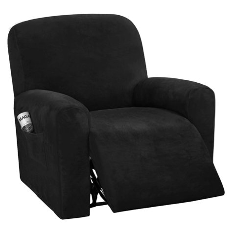 Slipcover H.Versailtex - Silla Reclinable De Terciopelo, Color Negro