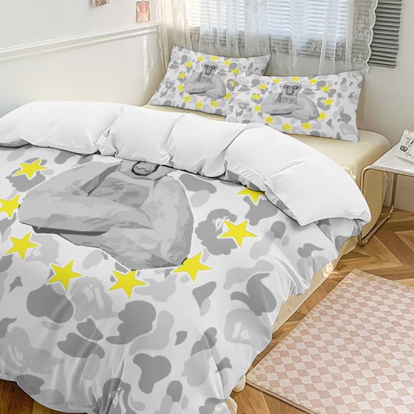 White Camo Gorilla Tag Comforter Set Soft 3 Pcs Twin Bedding Sets Thicken for All Season