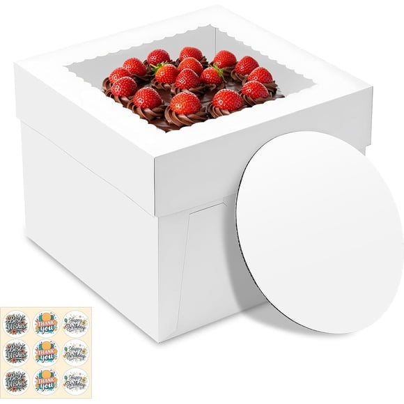 Cajas para tortas RYDDOY 10 x 10 x 8 pulgadas con base