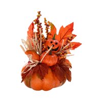 Magideal - Calabaza Artificial Con Flores, Decoración De Acción De Gracias, Centros De Mesa De Decoración Para Fiestas, Calabazas De Espuma Falsas De Otoño Para Estilo A