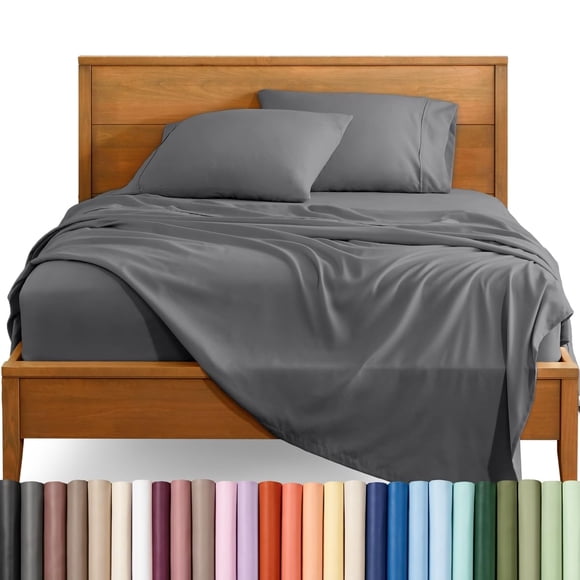 Juego de sábanas Bare Home Full XL gris 1800 microfibra