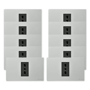Want - Pack 10 Tomacorriente Simple Metálico 16A - Gris Negro