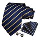 thumbnail image 1 of Corbata Seda Hombres, Paño Y Colleras. Modelo Blue Golden Azul Rayas 150 Cm, 1 of 7