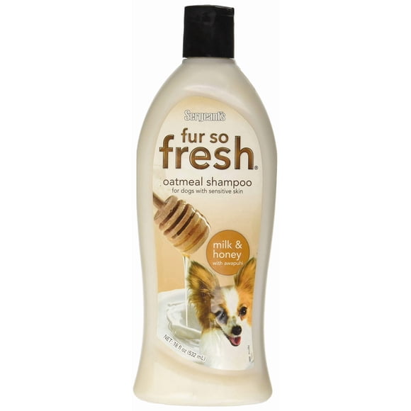 Champú de avena Sergeant’s Fur-So-Fresh para perros con piel sensible, aroma a leche y miel, producto para baño de perros, 18 oz